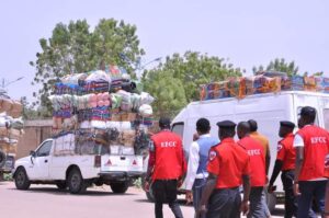 PHOTOS: EFCC Impounds 21 Trucks Loaded With Food Items -