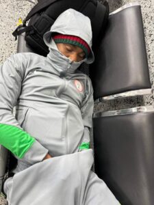 AFCON Qualifier: Pictures, Video Of How Super Eagles Players Stranded, Spent The Night In Libya Airport