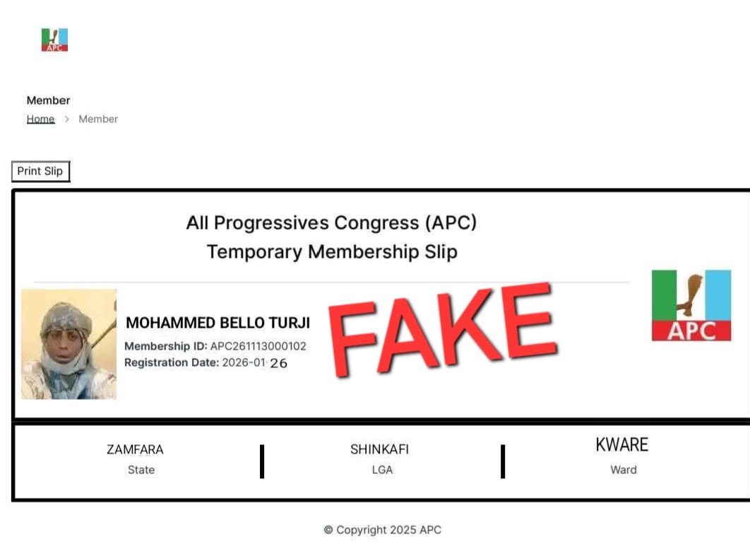 APC Disowns Fake Membership Slip Allegedly Linked to Terrorist Turji