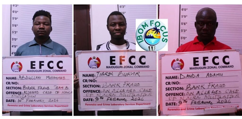 EFCC Arrests Three For Suspected  Naira Mutilation in Maiduguri  