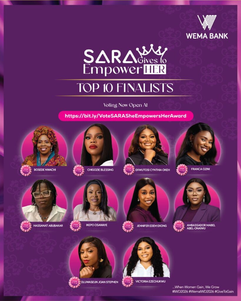 Public Voting Opens as Wema Bank Names Top 10 for SARA Empowerment Award