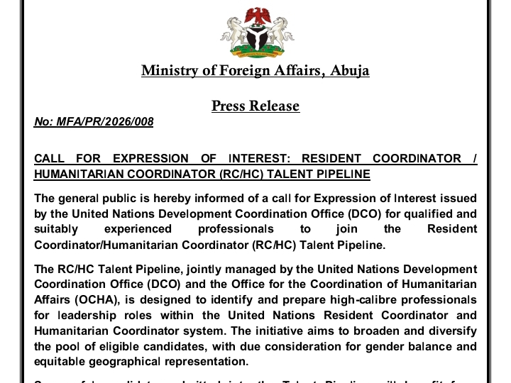 UN Opens Applications for Resident/Humanitarian Coordinator Talent Pipeline